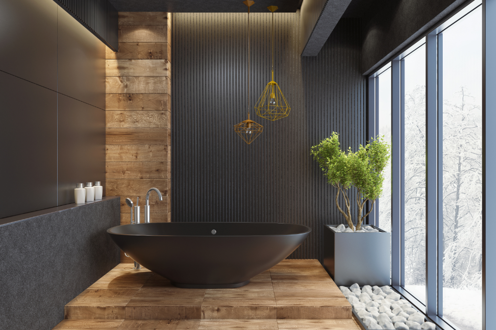 Luxus Villa minimalistischen schwarz Bad