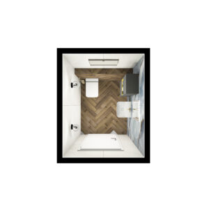 Klassisches Gäste WC mit Villeroy & Boch Keramik und Möbeln.