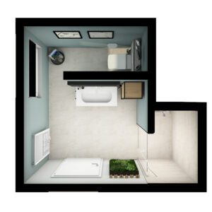Web_frame_Grundriss-badidee-02-badista Modernes Badezimmer mit Burgbad Waschtisch, Dusche, Toilette und stilvollen Details in elegantem Layout.