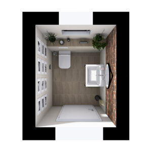 Loft Gäste WC mit Ziegelwand im Industrial-Stil.